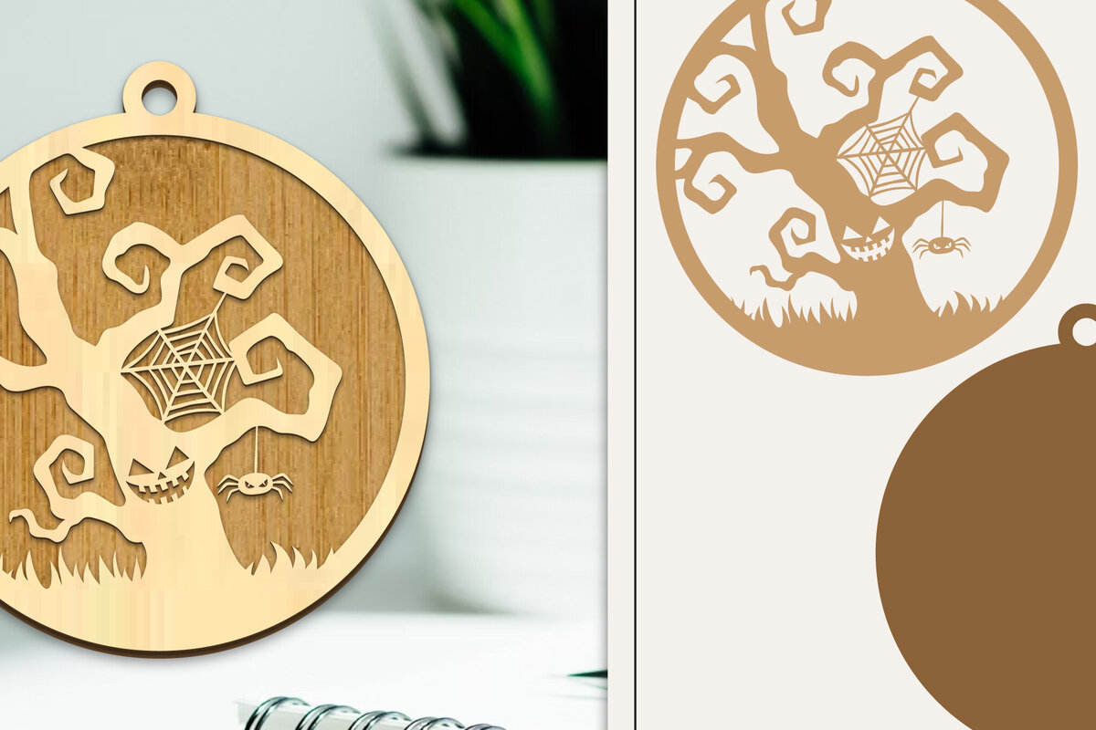 Σετ των 2 Intra απο ξύλο plywood  Χρώμα wenge 3mm-4mm πάχος - Στολίδι για αποκριάτικο λέιζερ Δίασταση 6x6 cm INTRAFABR-109095810