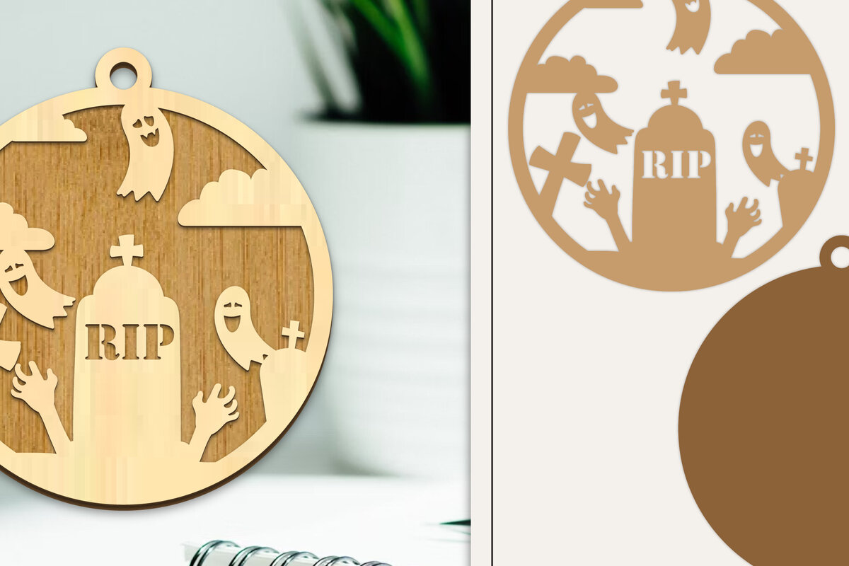 Σετ των 2 Intra απο ξύλο plywood  Χρώμα wenge 3mm-4mm πάχος - Στολίδι για αποκριάτικο λέιζερ Δίασταση 6x6 cm INTRAFABR-107884324