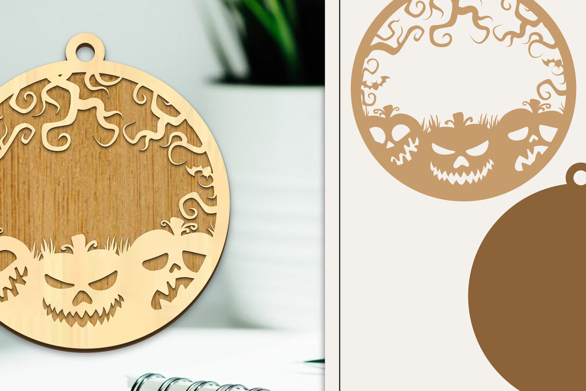 Σετ των 2 Intra απο ξύλο plywood  Χρώμα wenge 3mm-4mm πάχος - Στολίδι για αποκριάτικο λέιζερ Δίασταση 6x6 cm INTRAFABR-107884333