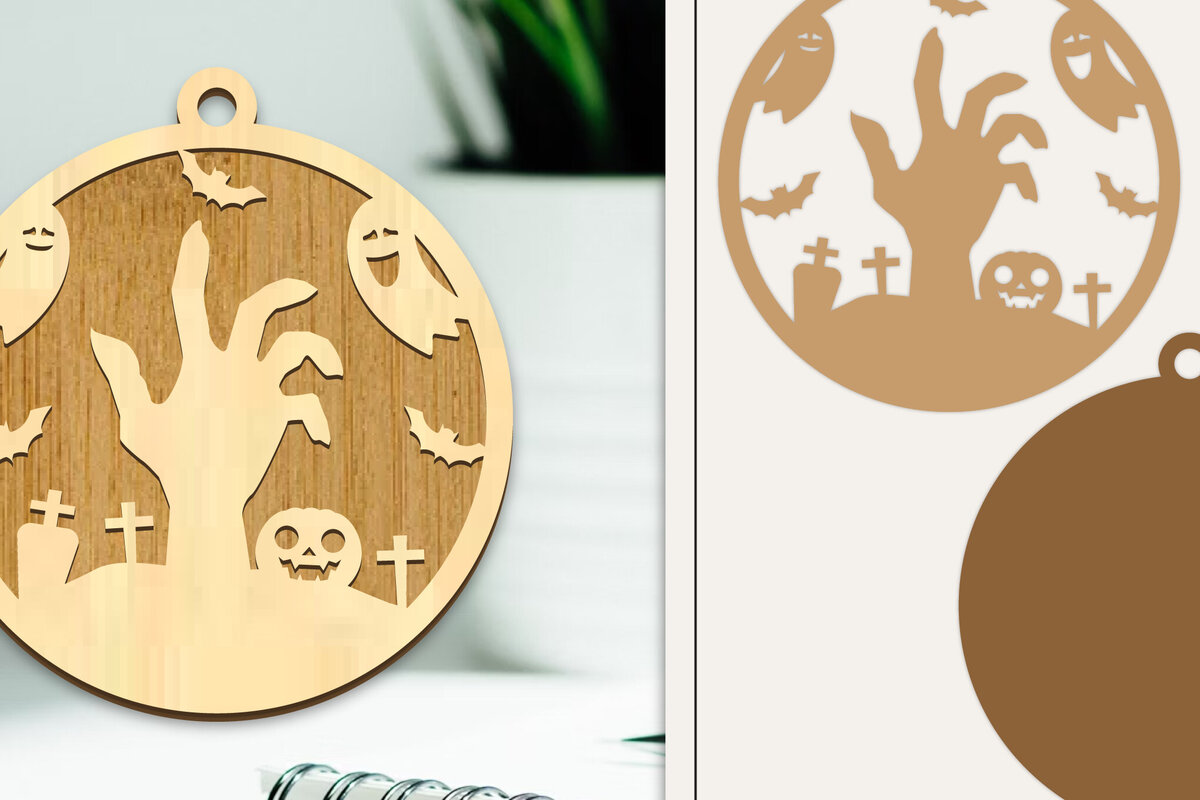 Σετ των 2 Intra απο ξύλο plywood  Χρώμα wenge 3mm-4mm πάχος - Στολίδι για αποκριάτικο λέιζερ Δίασταση 6x6 cm INTRAFABR-107884342