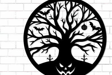 Σετ των 2 Intra απο ξύλο plywood  Χρώμα wenge 3mm-4mm πάχος - Halloween Decor Wall Δίασταση 15x15 cm INTRAFABR-111201683