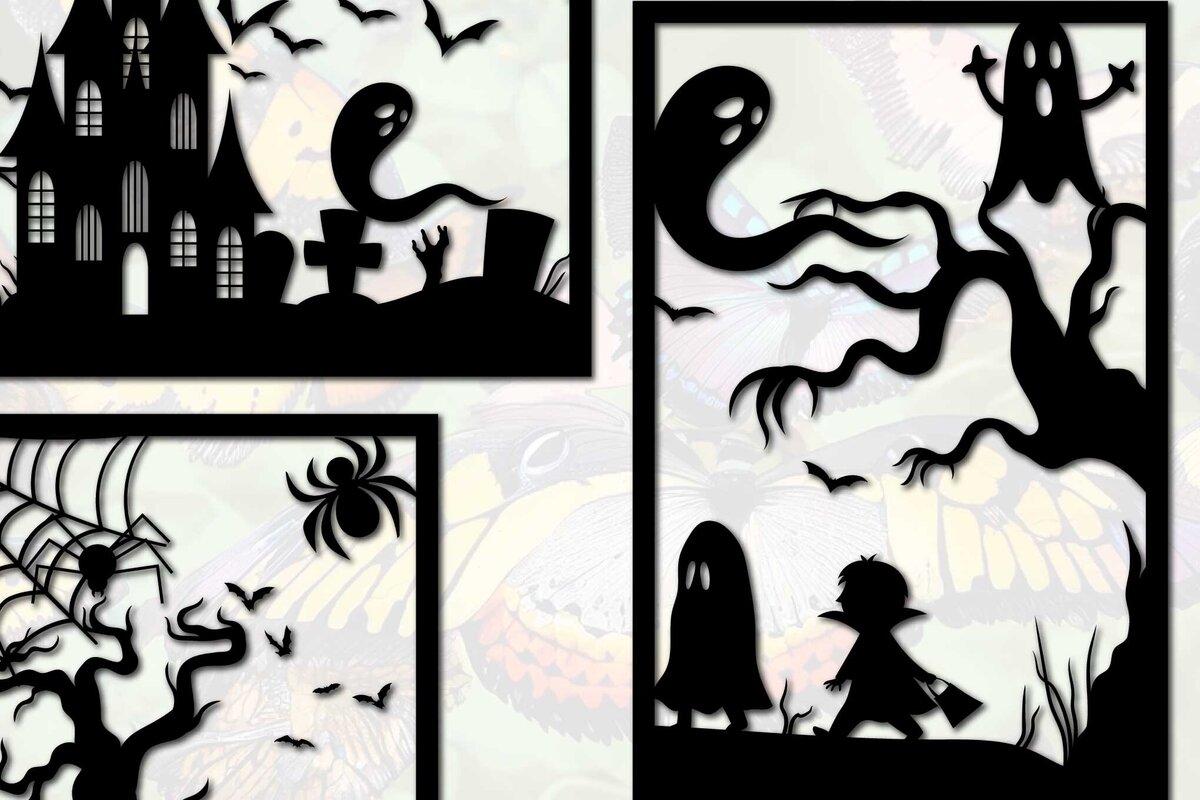 Σετ των 2 Intra απο ξύλο plywood  Χρώμα wenge 3mm-4mm πάχος - Πακέτο διακόσμησης τοίχου Halloween Δίασταση 15x15 cm INTRAFABR-112052561