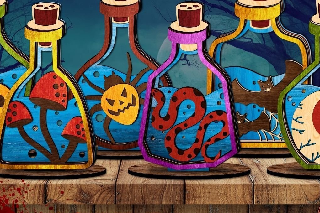 Σετ των 2 Intra απο ξύλο plywood  Χρώμα wenge 3mm-4mm πάχος - Αποκριάτικη Δίασταση 10x8 cm INTRAFABR-112052631