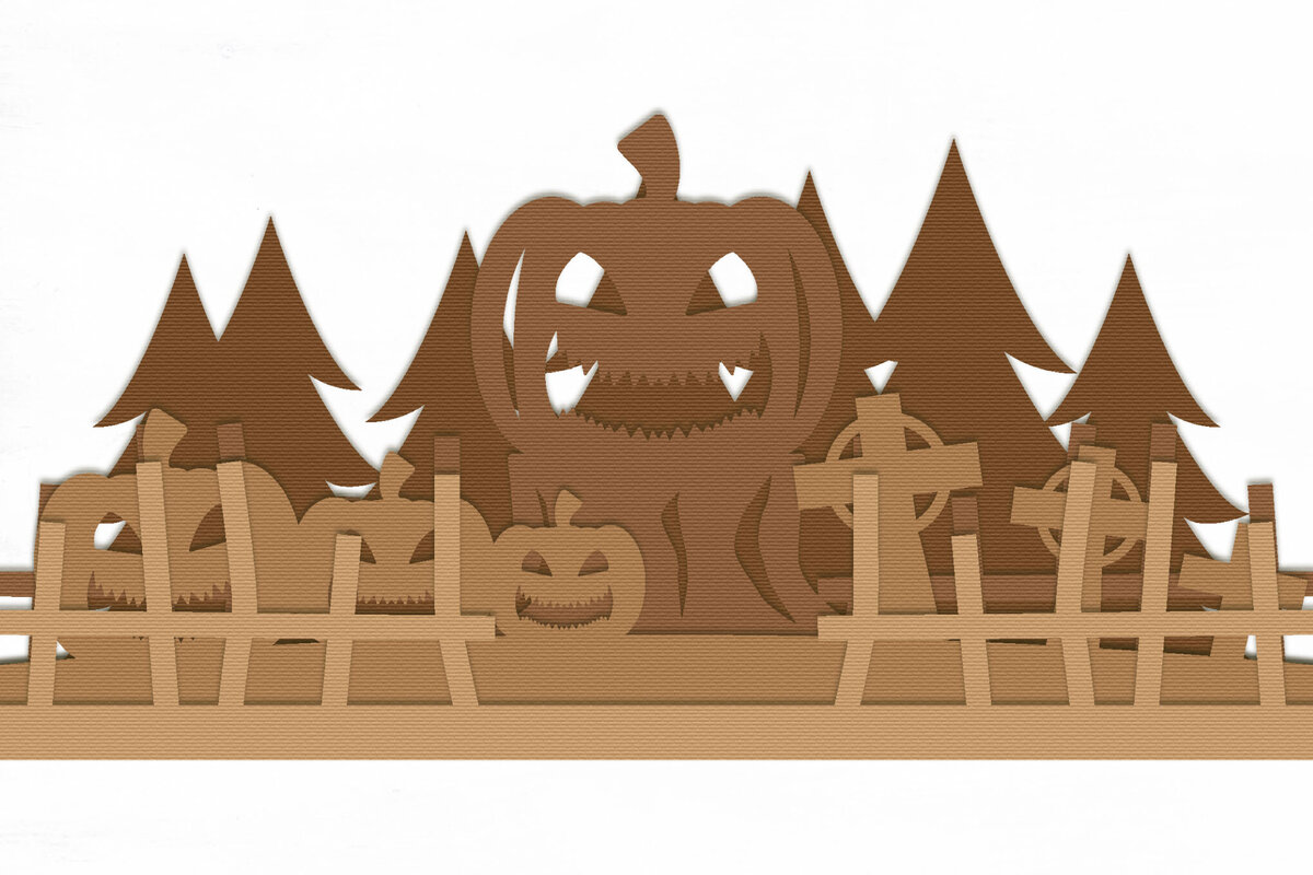 Σετ των 2 Intra απο ξύλο plywood  Χρώμα wenge 3mm-4mm πάχος - Halloween Lasercut - Halloween Sign Δίασταση 15x15 cm INTRAFABR-112052513