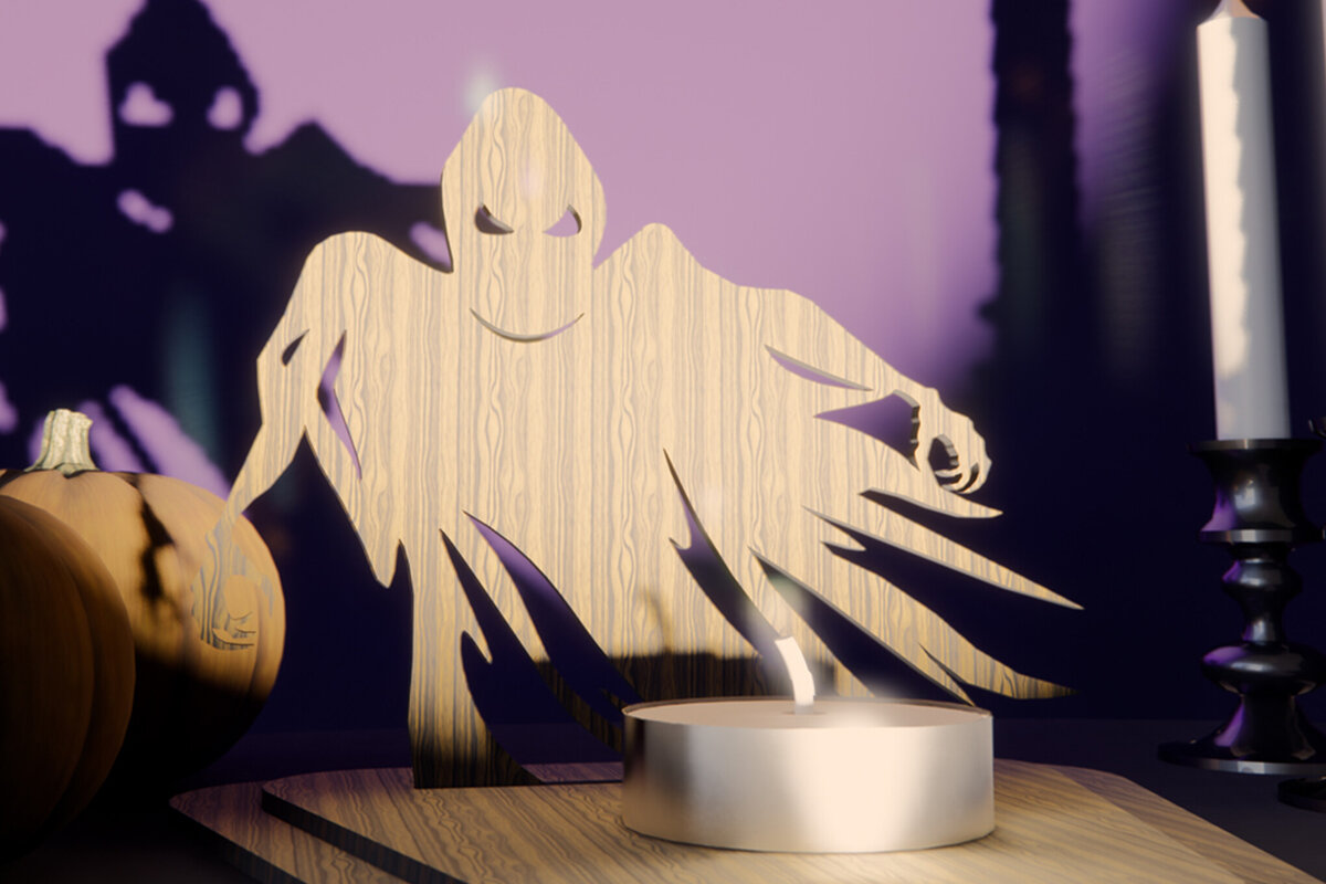 Σετ των 2 Intra απο ξύλο plywood  Χρώμα wenge 3mm-4mm πάχος - Κηροπήγιο αποκριάτικων στρώσεων 3D Δίασταση 15x15 cm INTRAFABR-82774564