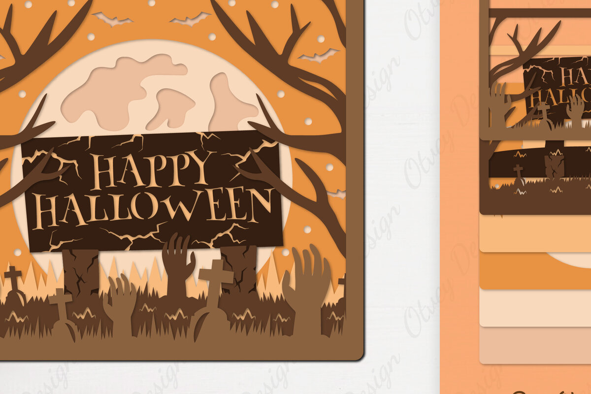 Σετ των 2 Intra απο ξύλο plywood  Χρώμα wenge 3mm-4mm πάχος - αποκοπής με λέιζερ Halloween Δίασταση 15x15 cm INTRAFABR-107343874