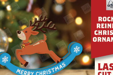 Σετ των 2 Intra απο ξύλο plywood 3mm-4mm πάχος – Χριστουγεννιάτικο στολίδι Rocking Reindeer Δίασταση  20x20 cm INTRAFABR-110123574