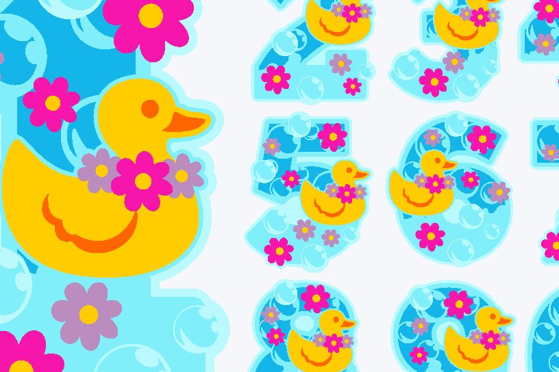 Σετ των 2 Intra απο ξύλο plywood 3mm-4mm πάχος – Rubber Duckie Girl Numbers Δίασταση  20x20 cm INTRAFABR-38203024