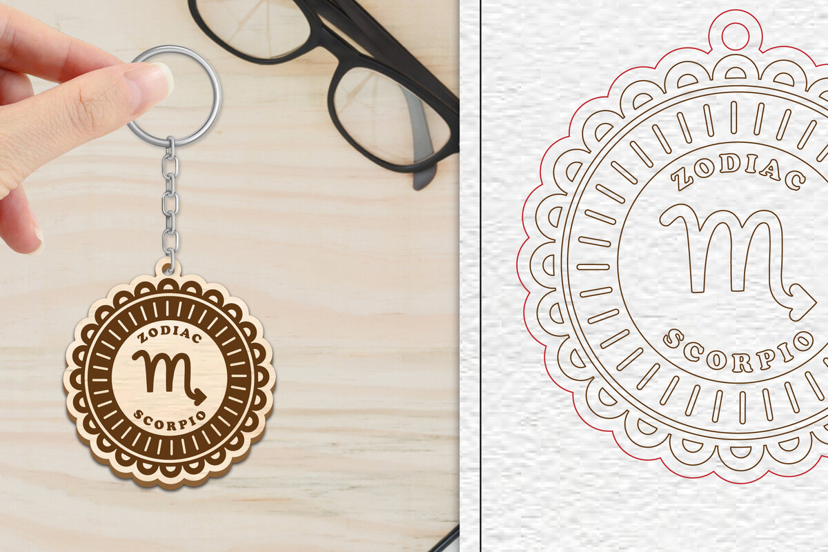 Σετ των 3 Intra απο ξύλο plywood 3mm-4mm πάχος – Scorpio Keychain | Zodiac Δίασταση  5x5 cm INTRAFABR-102289273