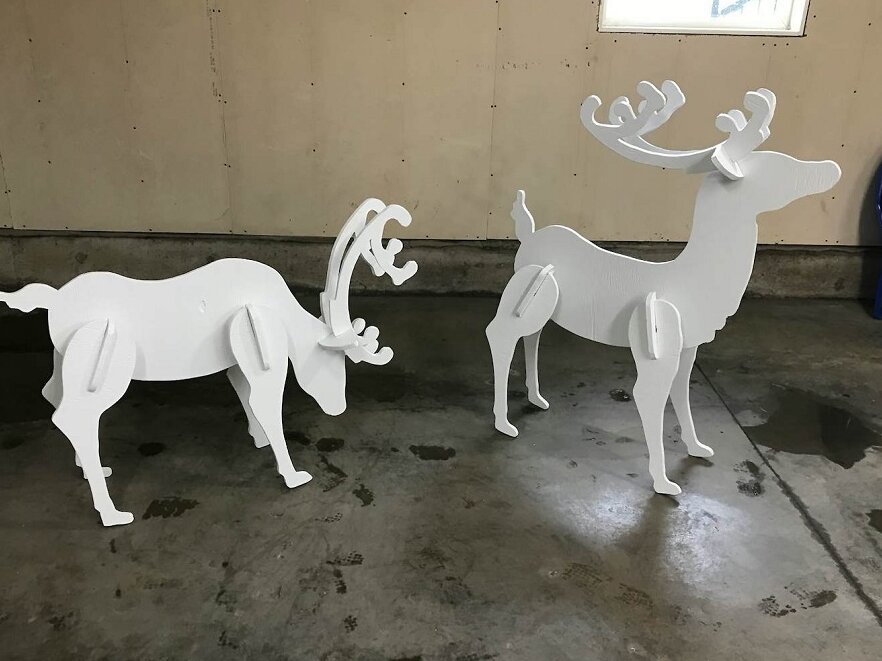 Σετ των 3 Intra απο ξύλο plywood 3mm-4mm πάχος – 3D ξύλινο μοντέλο ελαφιού Head Up 50x60 cm INTRAVECTRY-MY542692