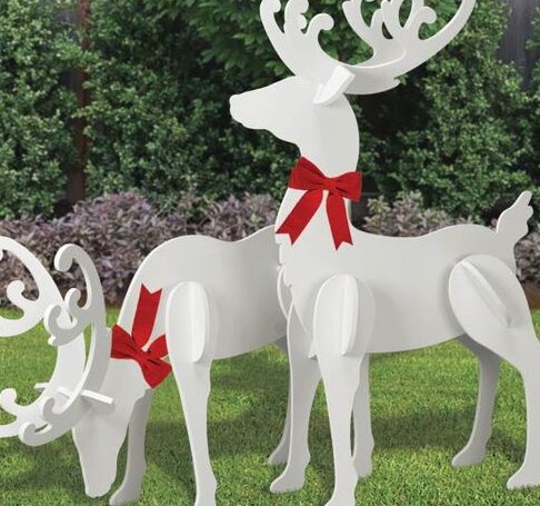 Σετ των 3 Intra απο ξύλο plywood 3mm-4mm πάχος – Τρισδιάστατο μοντέλο από ξύλο ελαφιού με το κεφάλι κάτω 25x25 cm INTRAVECTRY-MY542693