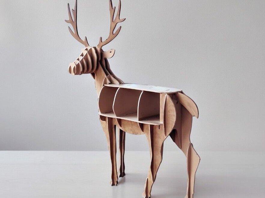 Σετ των 3 Intra απο ξύλο plywood 3mm-4mm πάχος – Τραπεζάκι ράφι αποθήκευσης ξύλινο ελάφι 20x20 cm INTRAVECTRY-MY545106