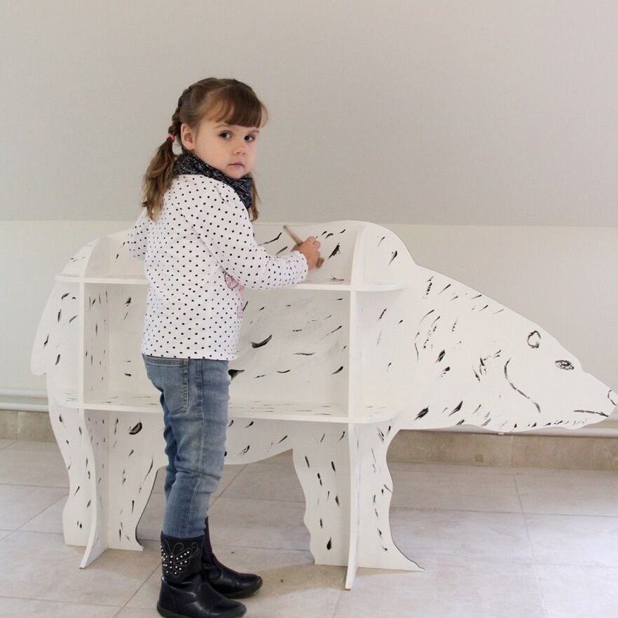 Σετ των 3 Intra απο ξύλο plywood 3mm-4mm πάχος – Οργανωτής αποθήκευσης παιχνιδιών ραφιών Bear Shape 12x15 cm INTRAVECTRY-MY545108