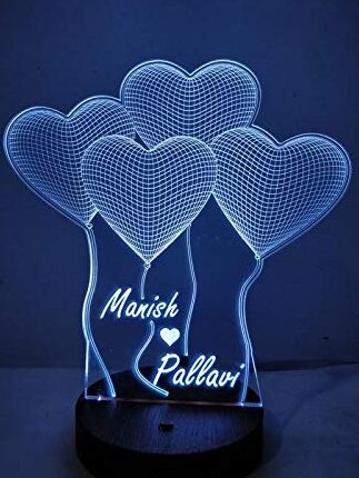 Intra απο ξύλο plywood 3mm-4mm πάχος – Εξατομικευμένο ξύλο χαρακτικής 4 Μπαλόνια Καρδιά Ακρυλικό Φωτιστικό Νύχτας 40x40 cm INTRAVECTRY-MY554507