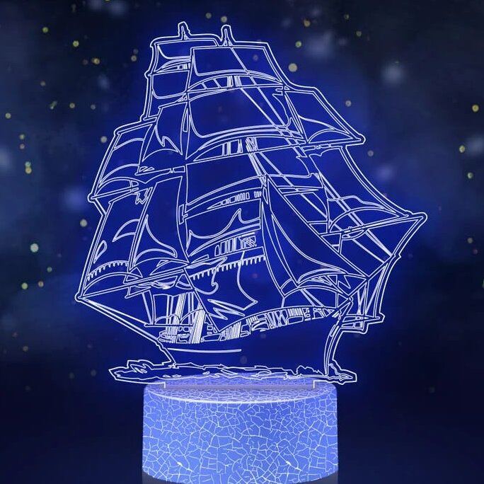 Intra απο ξύλο plywood 3mm-4mm πάχος – ξύλο χαρακτικής λέιζερ 3D LED Night Light Sailboat 25x25 cm INTRAVECTRY-MY542262