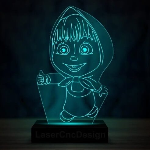 Intra απο ξύλο plywood 3mm-4mm πάχος – ξύλο Masha and The Bear Night Light Lamp DXF 40x40 cm INTRAVECTRY-MY552380
