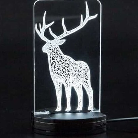Intra απο ξύλο plywood 3mm-4mm πάχος – ξύλο 3D Reindeer Optical LED Illusion Lamp DXF 45x50 cm INTRAVECTRY-MY552381