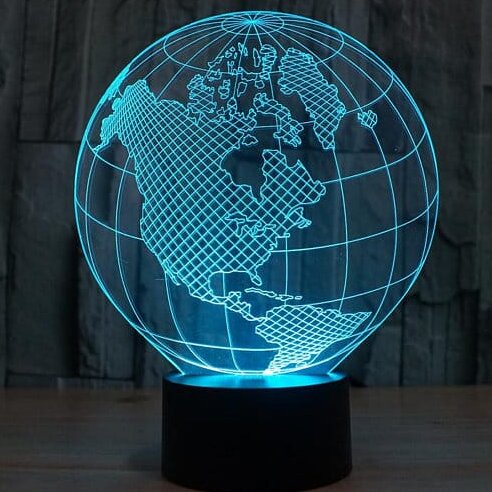 Intra απο ξύλο plywood 3mm-4mm πάχος – Globe 3D Illusion Night Light Lamp DXF ξύλο 30x30 cm INTRAVECTRY-MY552382
