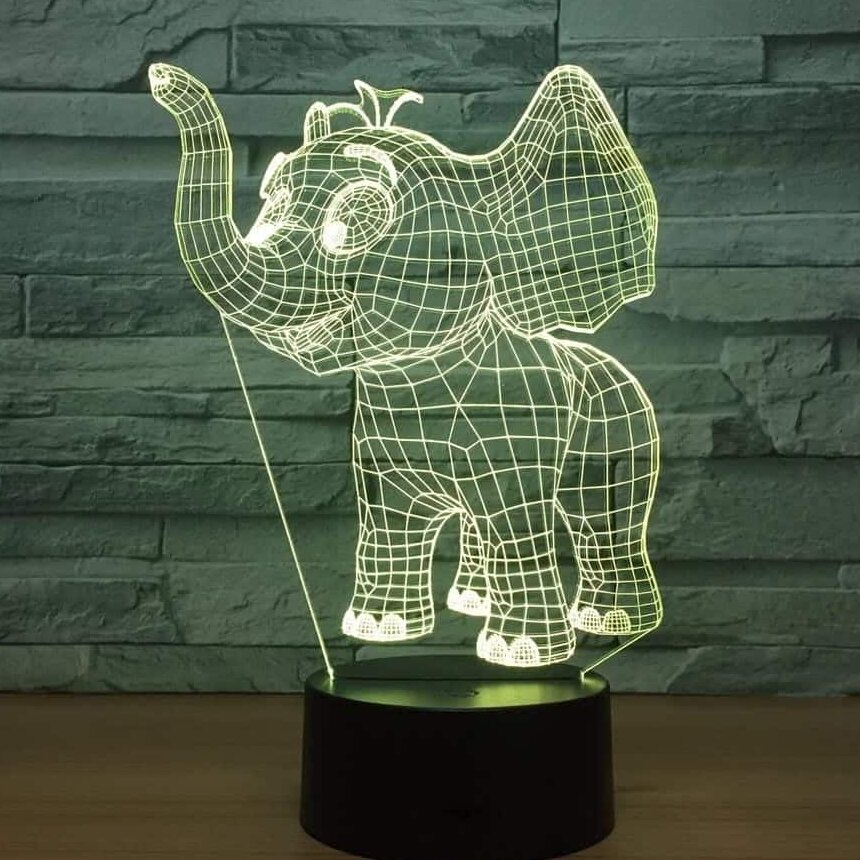 Intra απο ξύλο plywood 3mm-4mm πάχος – ξύλο χαριτωμένο μωρό ελέφαντα με ακρυλικό φωτιστικό νύχτας DXF 45x50 cm INTRAVECTRY-MY552383