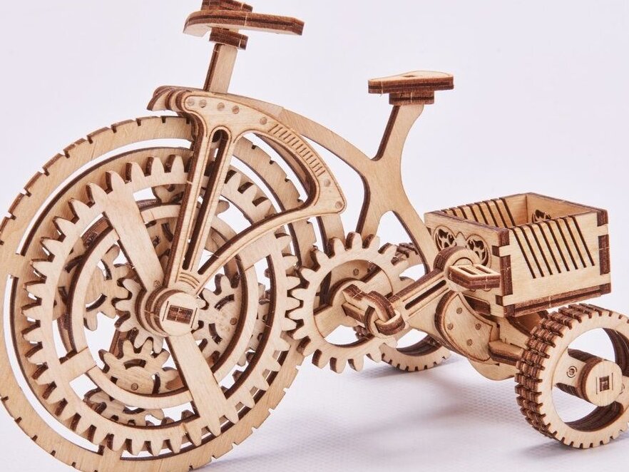 Σετ των 2 Intra απο ξύλο plywood 3mm-4mm πάχος – Τρισδιάστατο μοντέλο παζλ για ποδήλατο 15x15 cm INTRAVECTRY-MY553002