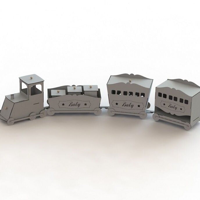 Intra απο ξύλο plywood 3mm-4mm πάχος – Τρένο με 3 βαγόνια Ξύλινο μοντέλο 25x25 cm INTRAVECTRY-MY544532