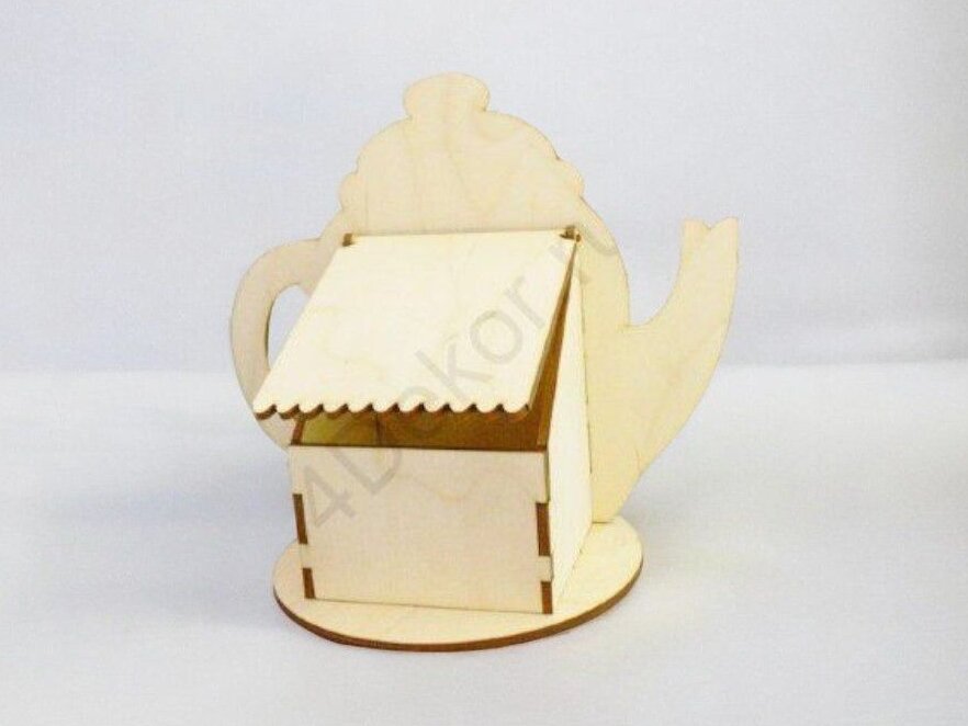 Intra απο ξύλο plywood 3mm-4mm πάχος – Tea Bag House σε σχήμα τσαγιέρα 40x40 cm INTRAVECTRY-MY547066