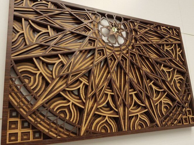 Intra απο ξύλο plywood 3mm-4mm πάχος – Διακόσμηση τοίχου από ξύλο Mandala σε σχήμα ορθογώνιου σχήματος 40x40 cm INTRAVECTRY-MY544073