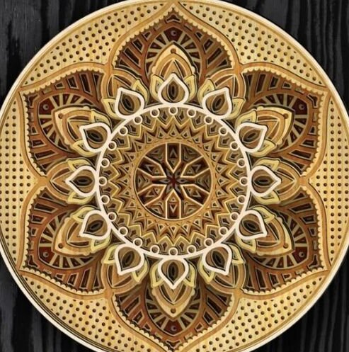 Σετ των 2 Intra απο ξύλο plywood 3mm-4mm πάχος – 3D Mandala Ξύλινη Τέχνη τοίχου 40x45 cm INTRAVECTRY-MY553008