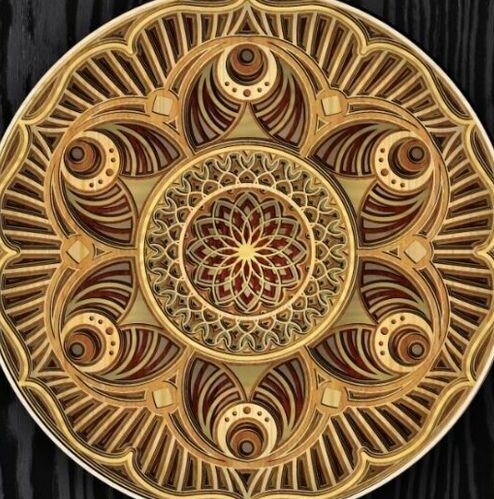 Intra απο ξύλο plywood 3mm-4mm πάχος – Διακόσμηση τοίχου Mandala με πολυστρωματικό κύκλο 25x30 cm INTRAVECTRY-MY543117