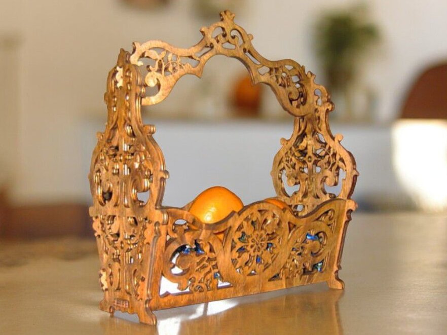 Σετ των 2 Intra απο ξύλο plywood 3mm-4mm πάχος – Scroll Saw μοτίβο Καλάθι με φρούτα 30x35 cm INTRAVECTRY-MY542420