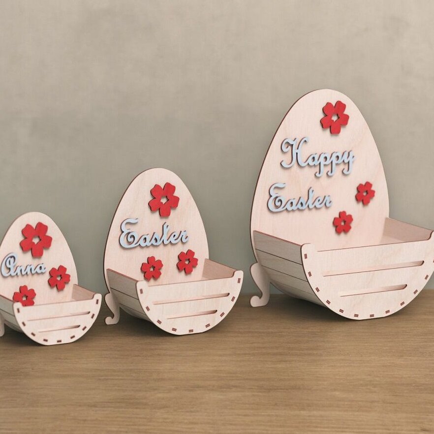 Σετ των 3 Intra απο ξύλο plywood 3mm-4mm πάχος – Ξύλινο καλάθι πασχαλινών αυγών 40x45 cm INTRAVECTRY-MY542629