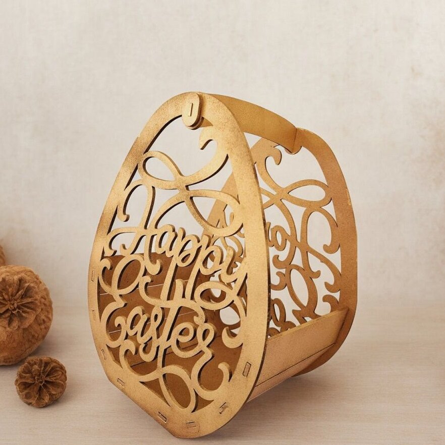 Σετ των 2 Intra απο ξύλο plywood 3mm-4mm πάχος – Καλό Πασχαλινό καλάθι αυγών 40x40 cm INTRAVECTRY-MY542909