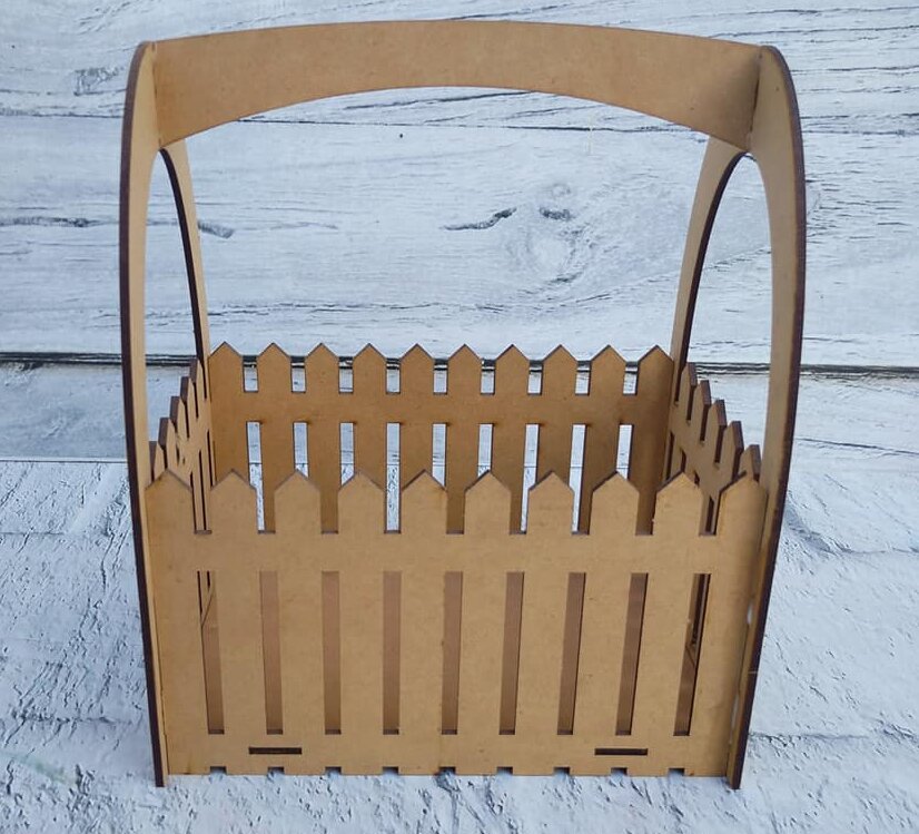 Σετ των 2 Intra απο ξύλο plywood 3mm-4mm πάχος – Πασχαλινό καλάθι δώρων φράχτη 40x45 cm INTRAVECTRY-MY542429