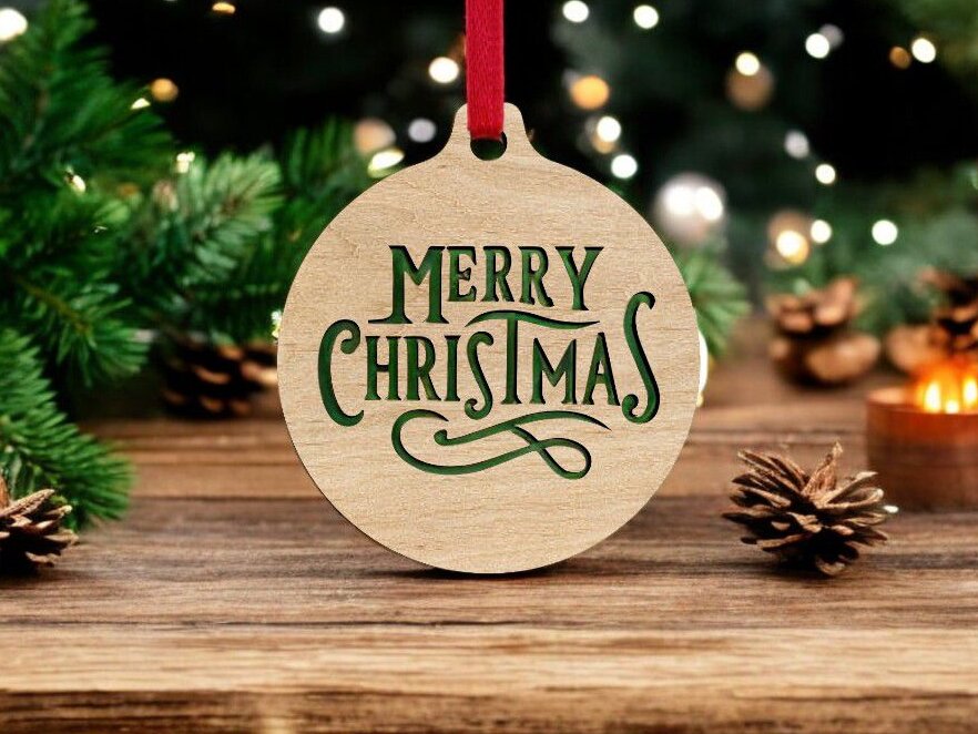 Σετ των 3 Intra απο ξύλο plywood 3mm-4mm πάχος – Καλά Χριστούγεννα Μπιχλιμπίδι 35x40 cm INTRAVECTRY-MY559476