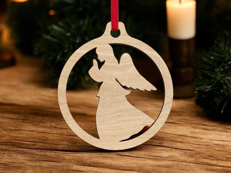 Σετ των 3 Intra απο ξύλο plywood 3mm-4mm πάχος – Χριστουγεννιάτικο στολίδι αγγέλου 25x25 cm INTRAVECTRY-MY552514