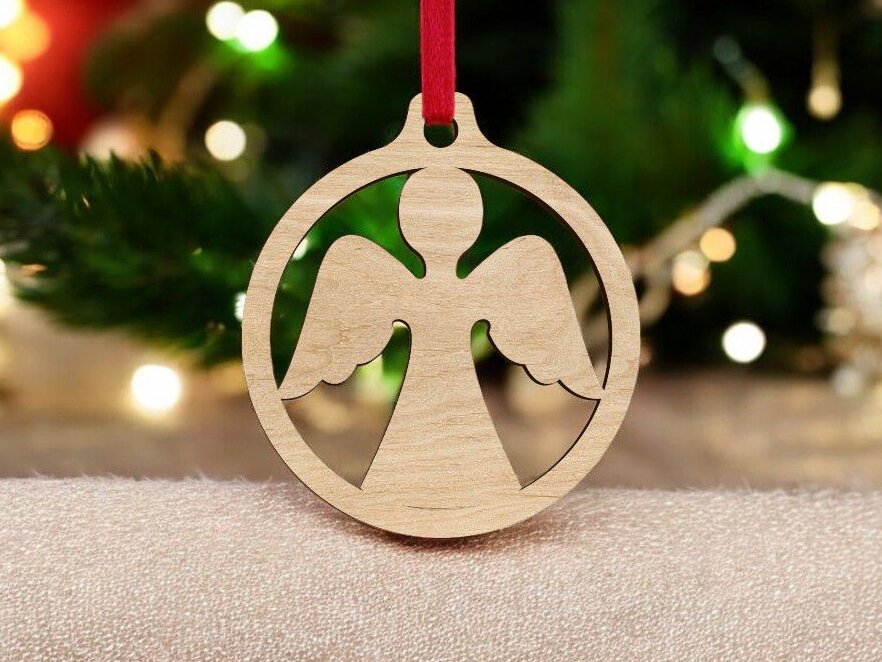 Σετ των 3 Intra απο ξύλο plywood 3mm-4mm πάχος – Μπιχλιμπίδι χριστουγεννιάτικου δέντρου χειμερινού αγγέλου 40x45 cm INTRAVECTRY-MY542649