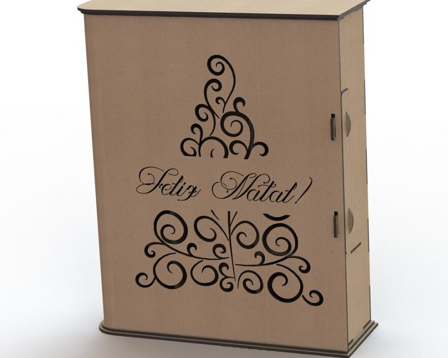 Σετ των 3 Intra απο ξύλο plywood 3mm-4mm πάχος – Κουτί δώρου Χριστουγεννιάτικου κρασιού Ένα μπουκάλι με δύο ποτήρια ξύλο κουτιού συσκευασίας 35x40 cm INTRAVECTRY-MY547718