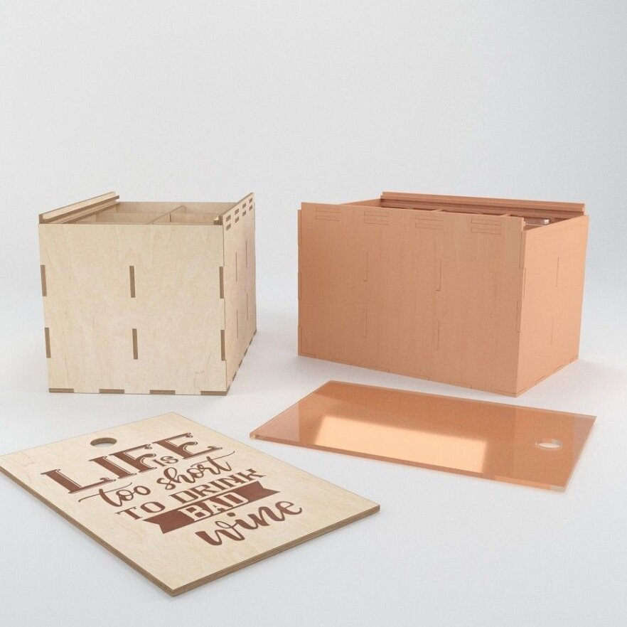 Σετ των 3 Intra απο ξύλο plywood 3mm-4mm πάχος – ξύλο κιβωτίου αποστολής από ξύλινο μπουκάλι κρασιού 12x15 cm INTRAVECTRY-MY561358