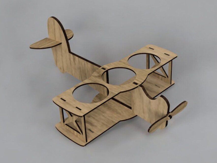 Intra απο ξύλο plywood 3mm-4mm πάχος – Δοχείο μπύρας σε σχήμα αεροπλάνου 30x30 cm INTRAVECTRY-MY544399