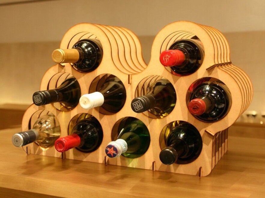 Intra απο ξύλο plywood 3mm-4mm πάχος – Πάγκος Οθόνη Μπουκαλιών Κρασιού 12x15 cm INTRAVECTRY-MY554061