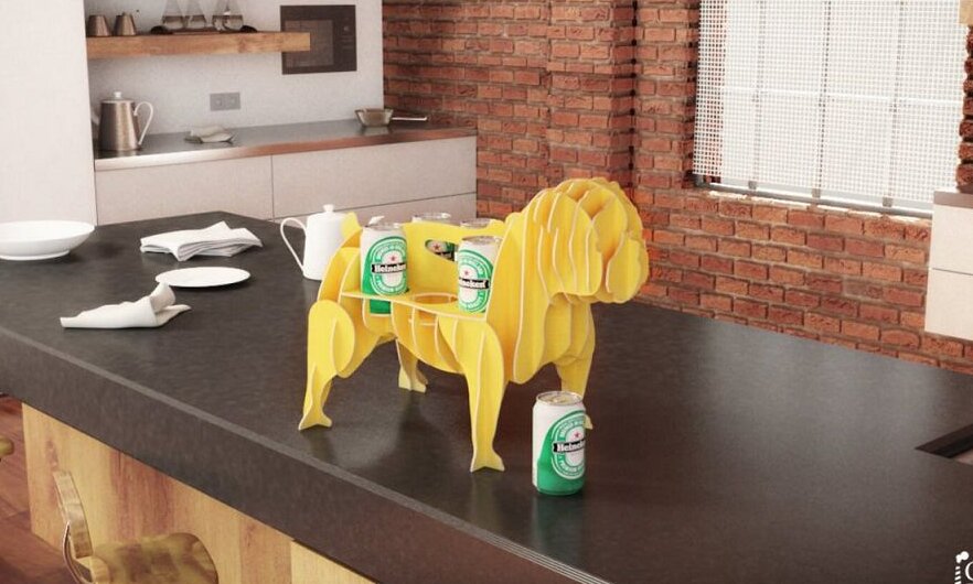 Σετ των 3 Intra απο ξύλο plywood 3mm-4mm πάχος – Ξύλινο ξύλο μπουλντόγκ Beer Caddy CDR 25x25 cm INTRAVECTRY-MY545114