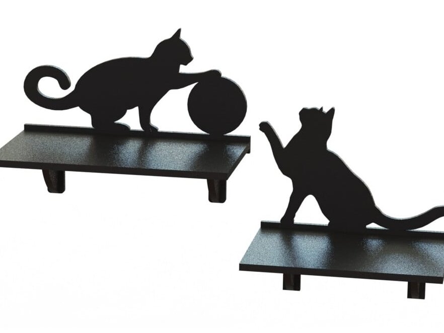 Intra απο ξύλο plywood 3mm-4mm πάχος – Παίζοντας ράφι τοίχου Cat για διακόσμηση σπιτιού 40x40 cm INTRAVECTRY-MY543112