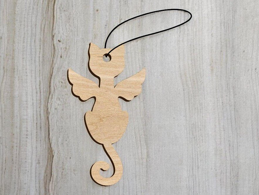 Σετ των 3 Intra απο ξύλο plywood 3mm-4mm πάχος – Χριστουγεννιάτικο στολίδι αγγέλου γάτας 30x30 cm INTRAVECTRY-MY548324