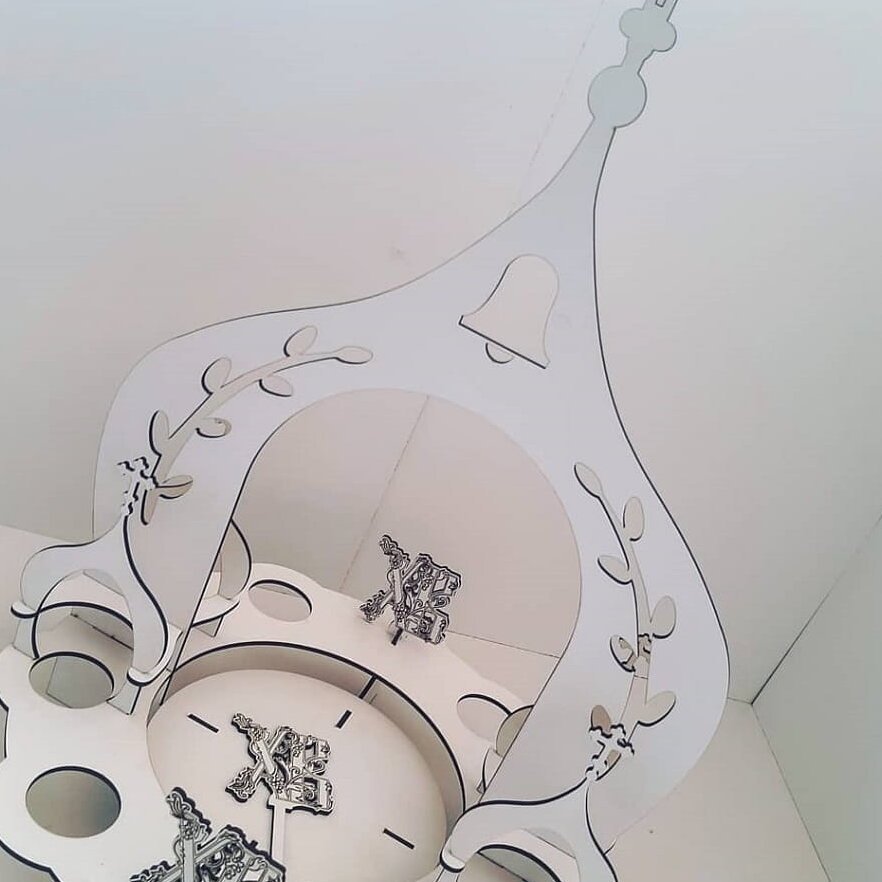 Σετ των 2 Intra απο ξύλο plywood 3mm-4mm πάχος – Βάση θήκης πασχαλινών αυγών με θέμα την εκκλησία 35x40 cm INTRAVECTRY-MY542893