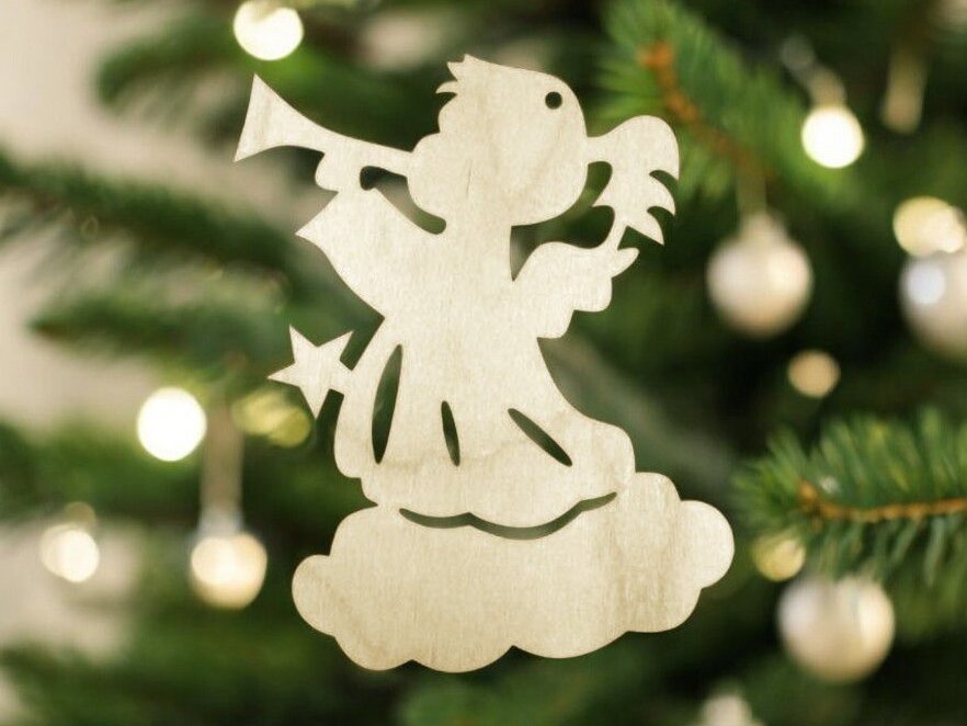 Σετ των 3 Intra απο ξύλο plywood 3mm-4mm πάχος – Στολίδι Χριστουγεννιάτικου Δέντρου Αγγέλου 45x50 cm INTRAVECTRY-MY548614