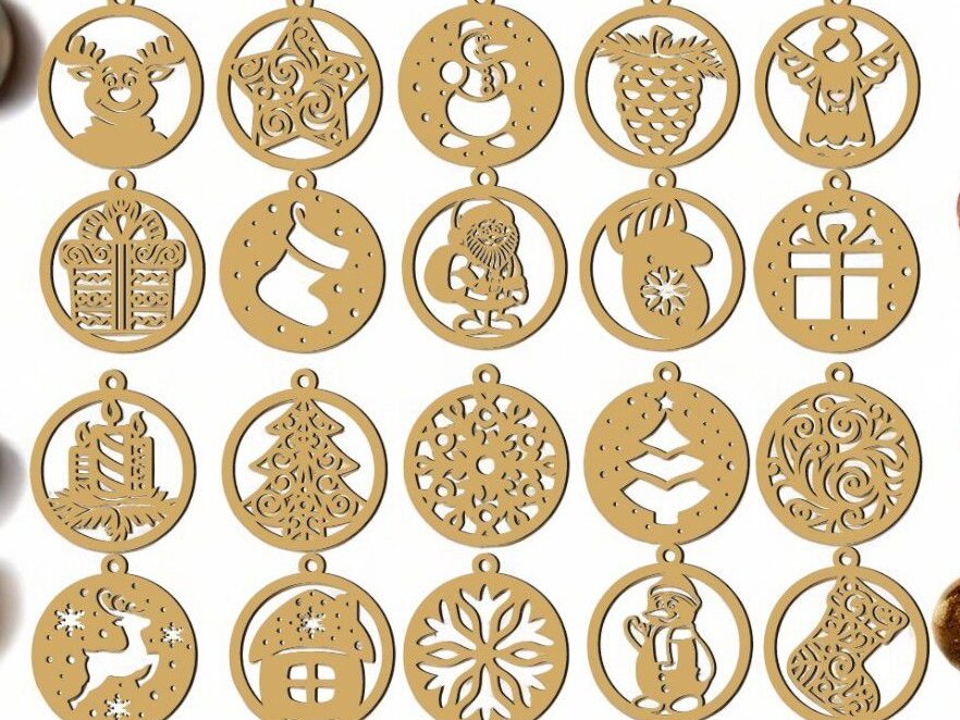 Σετ των 3 Intra απο ξύλο plywood 3mm-4mm πάχος – Στολίδι Χριστουγεννιάτικου Δέντρου 12x15 cm INTRAVECTRY-MY542619