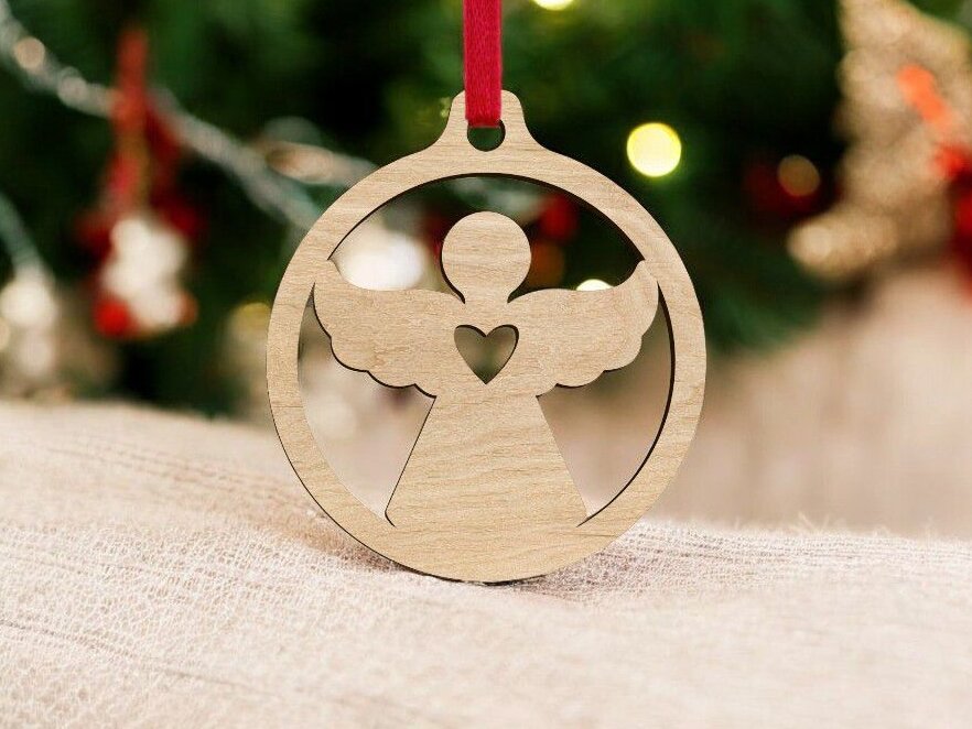 Σετ των 3 Intra απο ξύλο plywood 3mm-4mm πάχος – Χριστουγεννιάτικο στολίδι άγγελος με καρδιά 40x45 cm INTRAVECTRY-MY552517