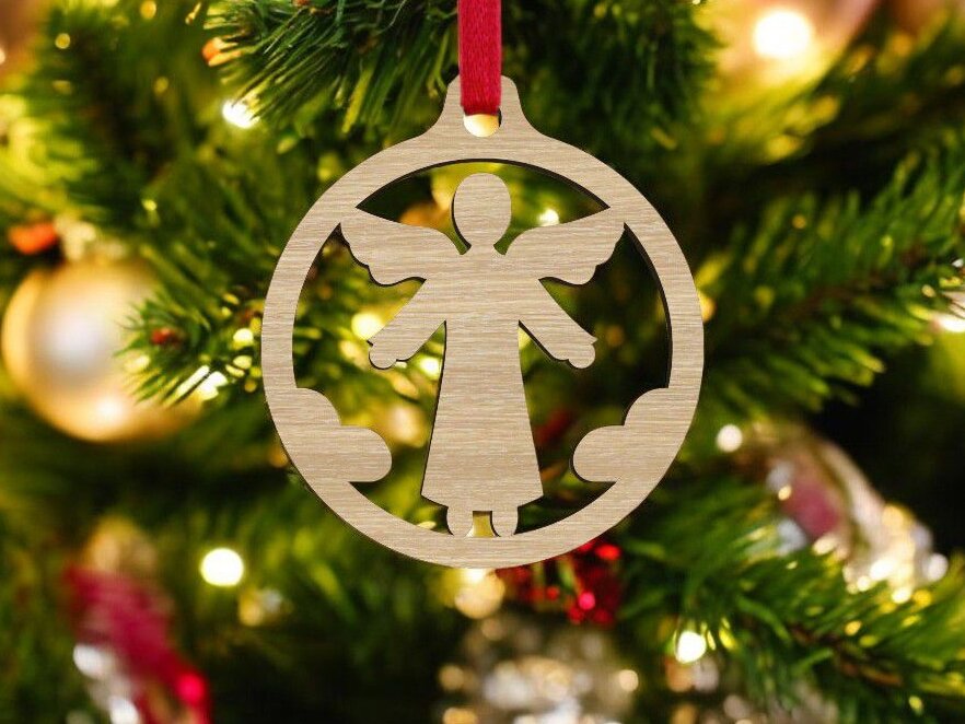 Σετ των 3 Intra απο ξύλο plywood 3mm-4mm πάχος – Διακόσμηση χριστουγεννιάτικου δέντρου Angel Bauble 12x15 cm INTRAVECTRY-MY549805
