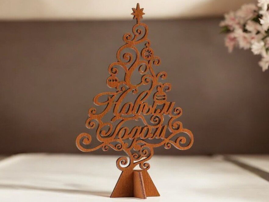 Σετ των 3 Intra απο ξύλο plywood 3mm-4mm πάχος – 3D Ξύλινο χριστουγεννιάτικο δέντρο 12x15 cm INTRAVECTRY-MY542704