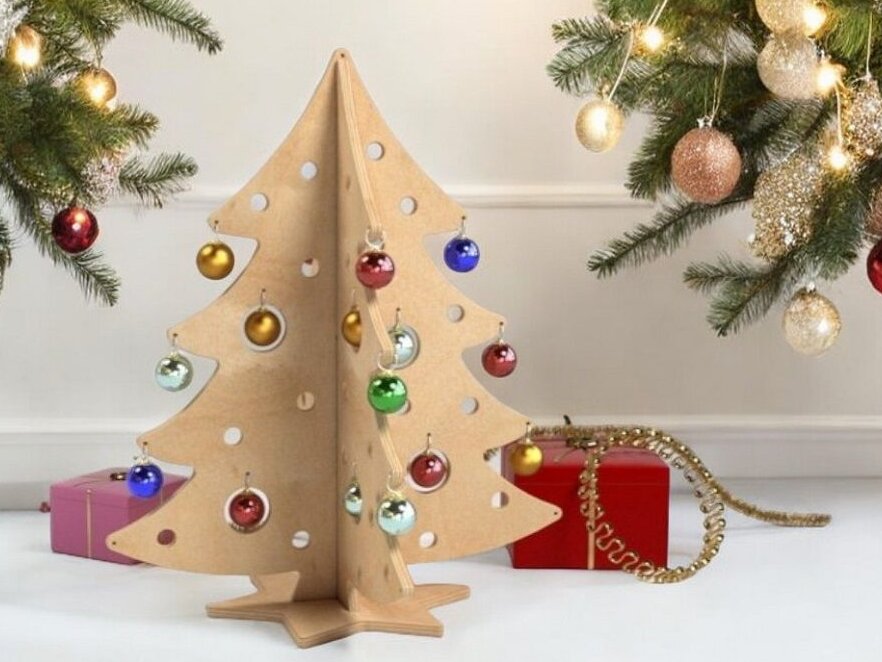 Σετ των 3 Intra απο ξύλο plywood 3mm-4mm πάχος – Βάση επίδειξης χριστουγεννιάτικου δέντρου στολίδι 50x60 cm INTRAVECTRY-MY542706